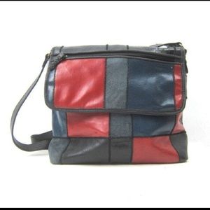 Vintage patchwork faux leather bag